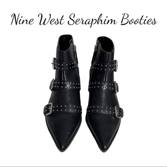 NWOT Nine West Black Seraphim Pointy Toe Booties - Picture 1 of 16